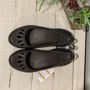 Espresso colored croc flats